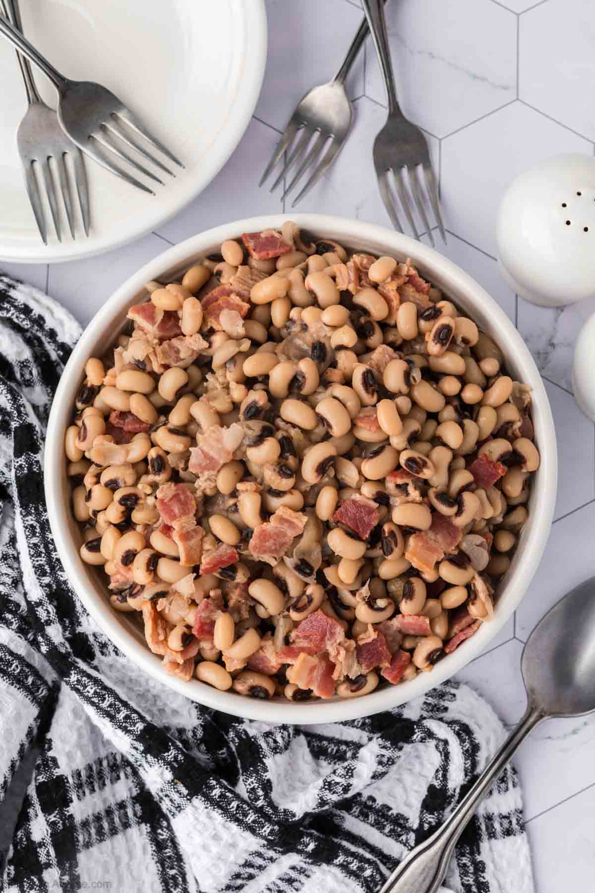 Blacked Eyed Peas in a white bowl