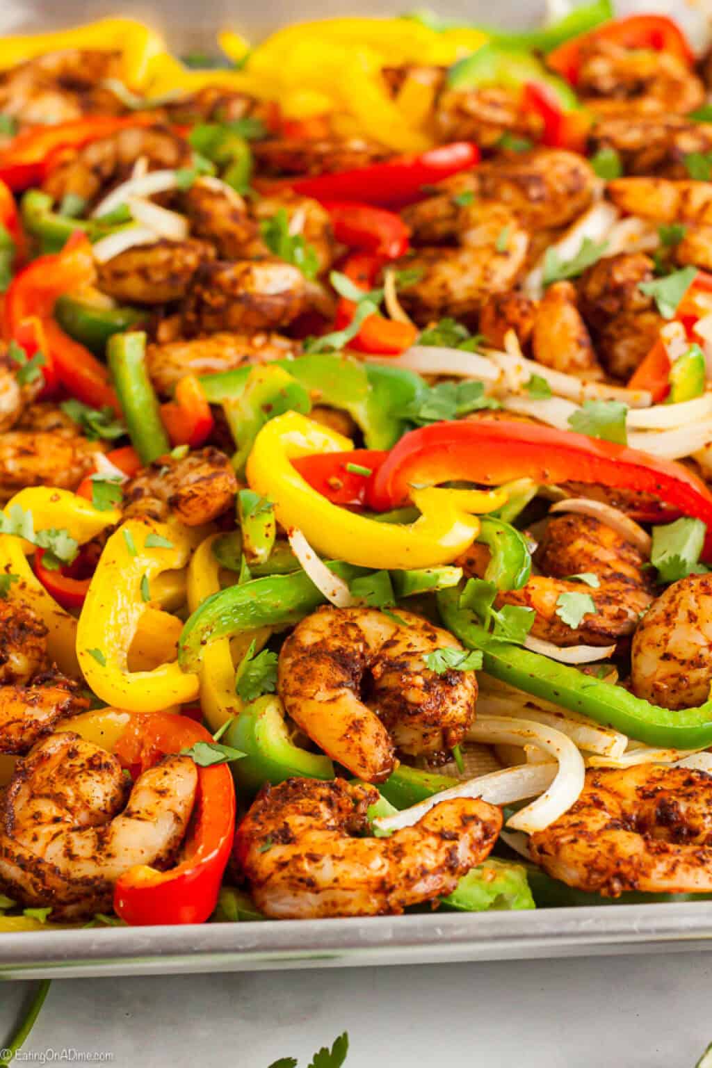 One Sheet Pan Shrimp Fajitas