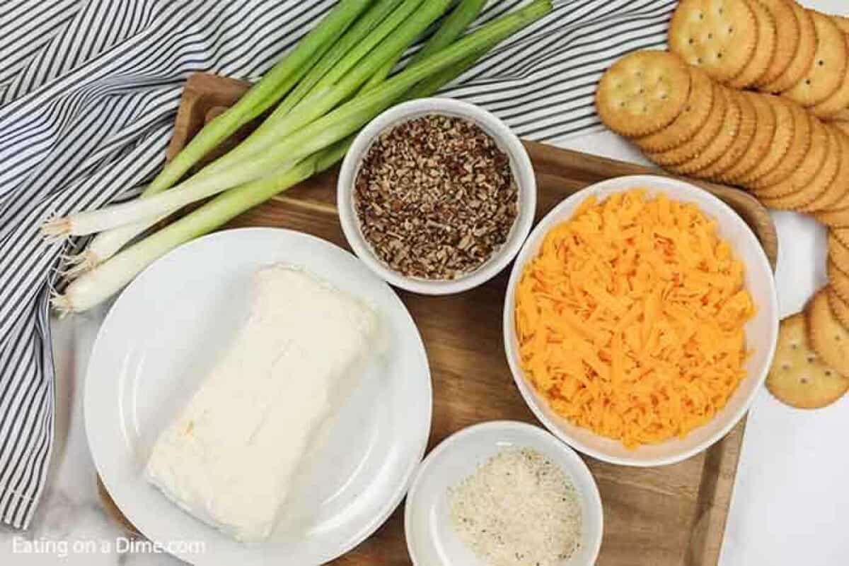 Garlic onion cheese ball is a tasty and classic cheese ball recipe. Tons of garlic and cheddar flavor make this the best appetizer or snack. Ingredients needed for garlic onion cheese ball - Cream Cheese, Garlic Salt, Chopped Green Onions, Cheese, Pecans.