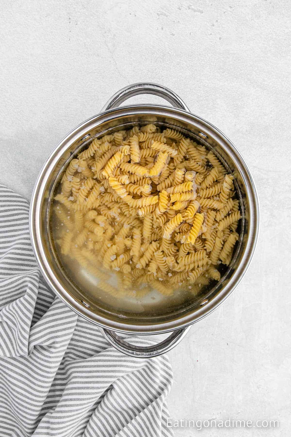 Cooking pasta in a large pot