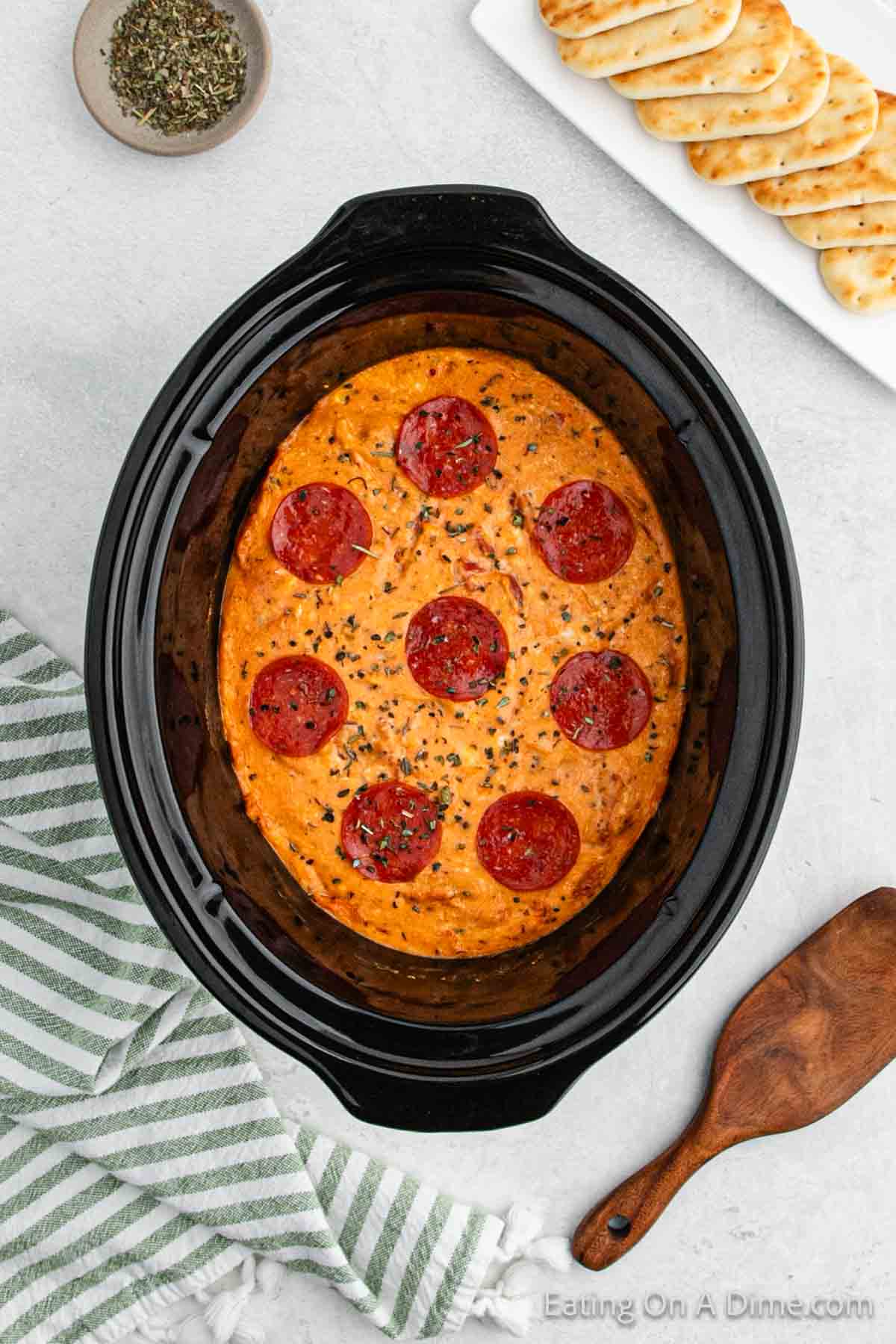 Pizza Dip in the slow cooker