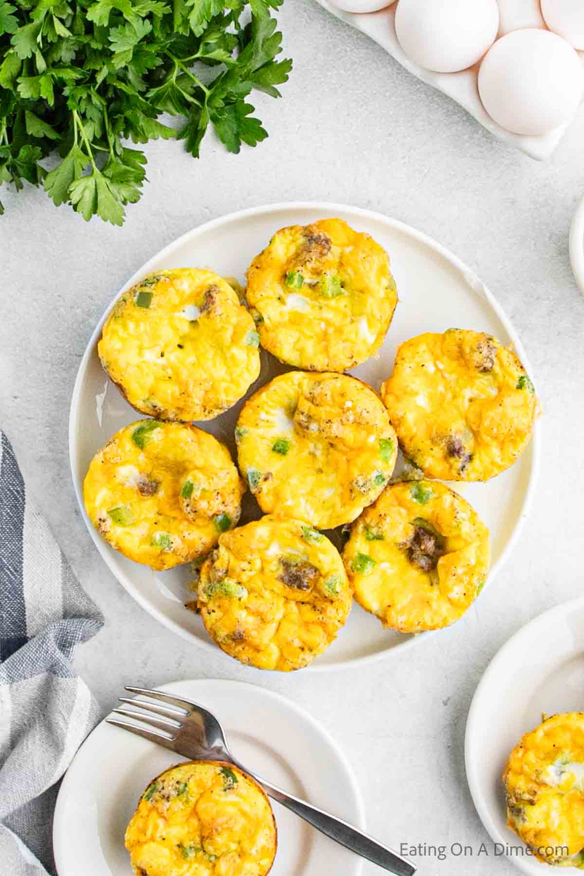 Scrambled egg muffins on a plate