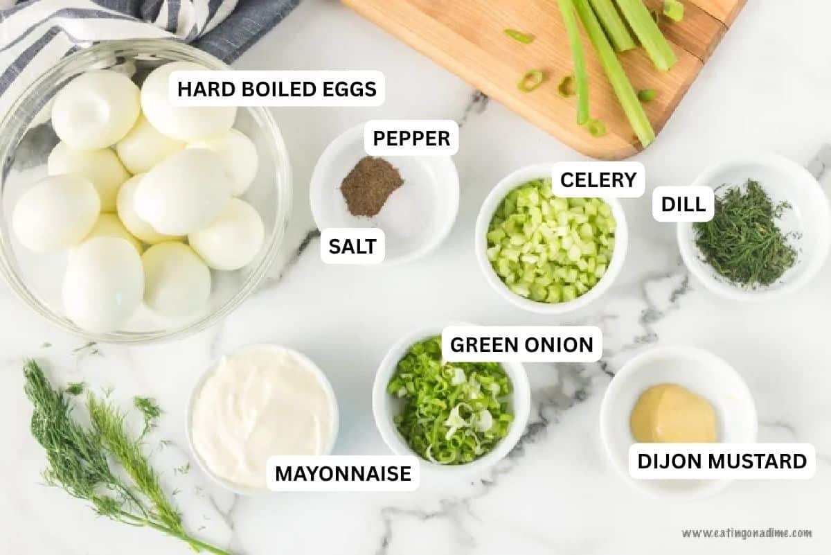 Make this delicious egg salad sandwich recipe for a quick lunch or a picnic dinner that everyone will love. It is budget friendly and easy to make. Ingredients needed to make this recipe which includes hard boiled eggs, mayo, dijon mustard, green onions, celery, fresh dill, salt and pepper, lettuce, and wheat bread.