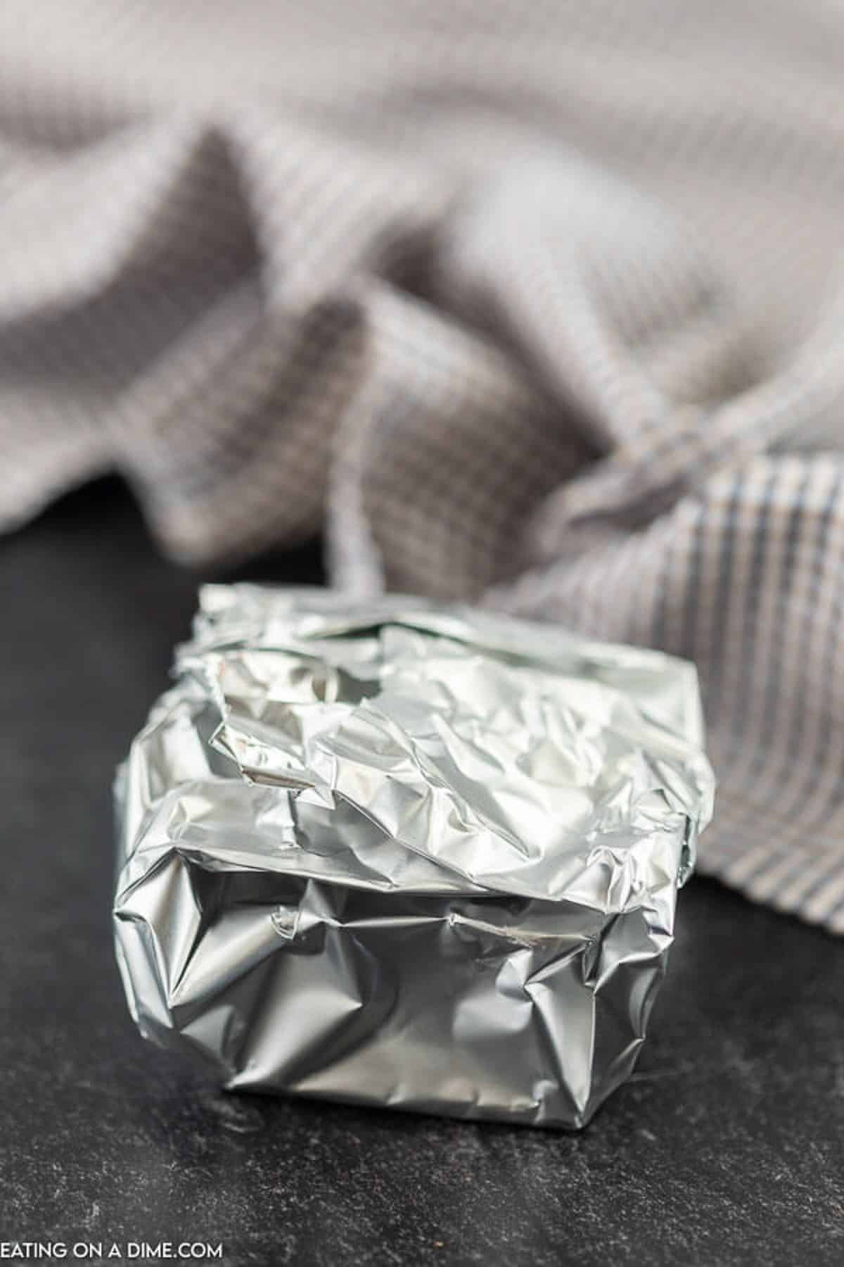 Foil wrapped completely around the assembled foil ready to grill.  