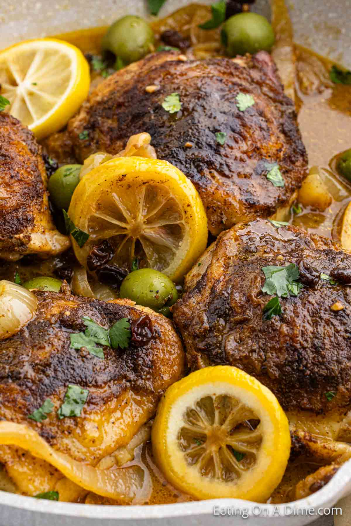 Moroccan Chicken in a skillet 