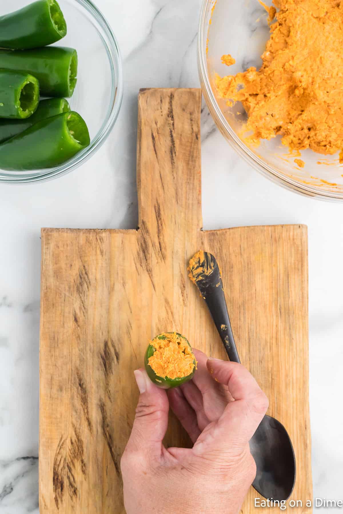 Jalapeno stuffed with cream cheese mixture