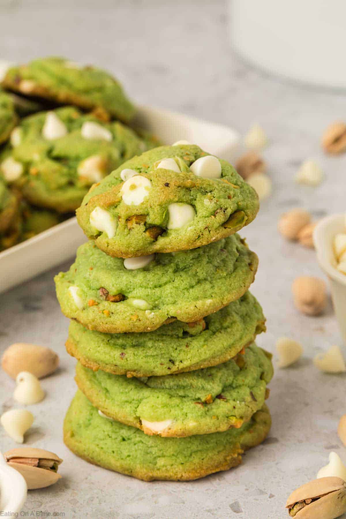 Pistachio Cookies stacked