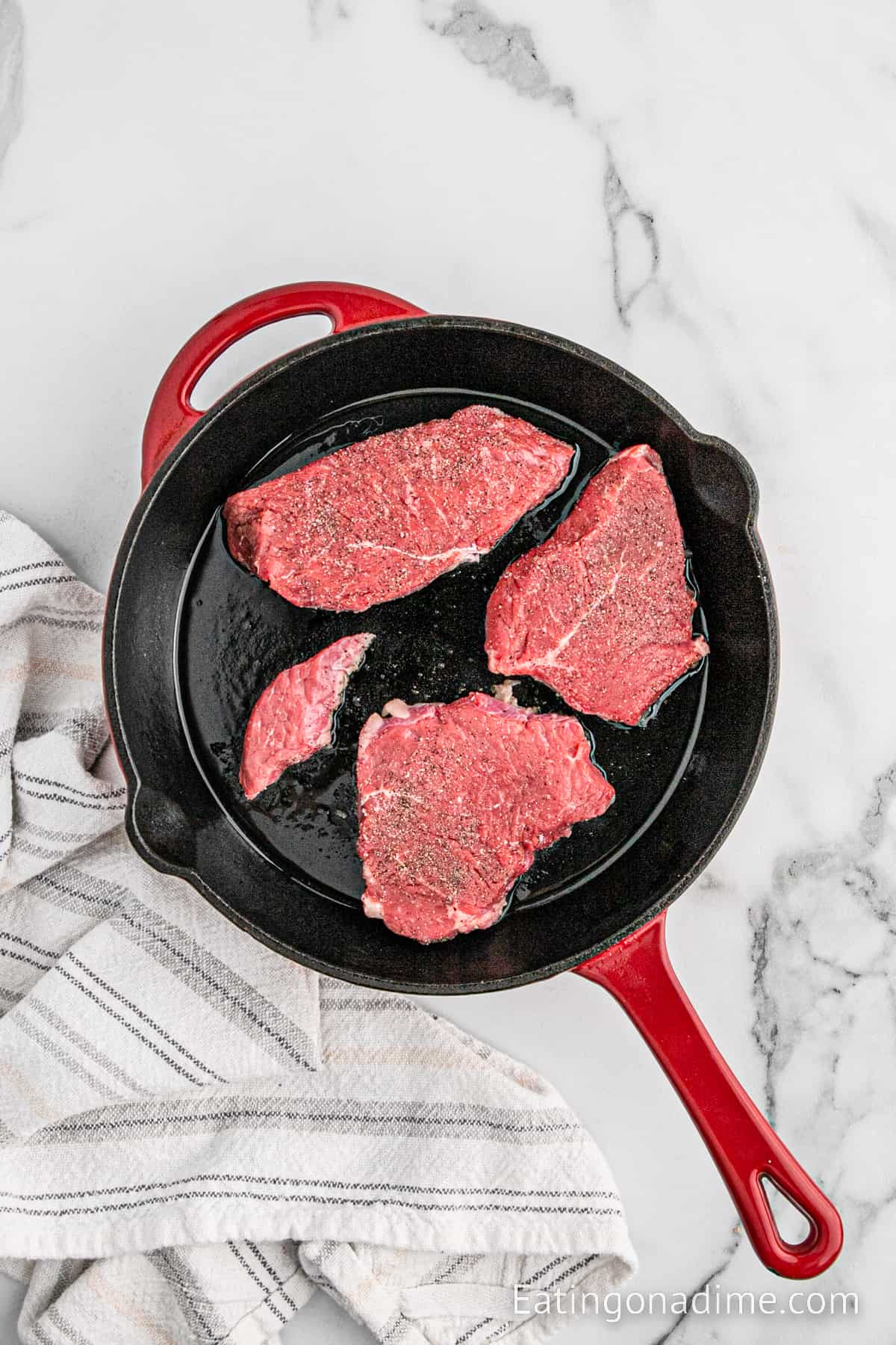 Cooking steak in a cast iron skillet
