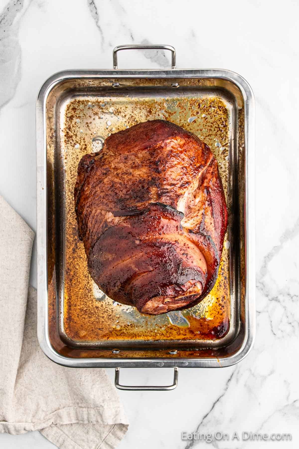Baked Easter Ham on a roasting ham