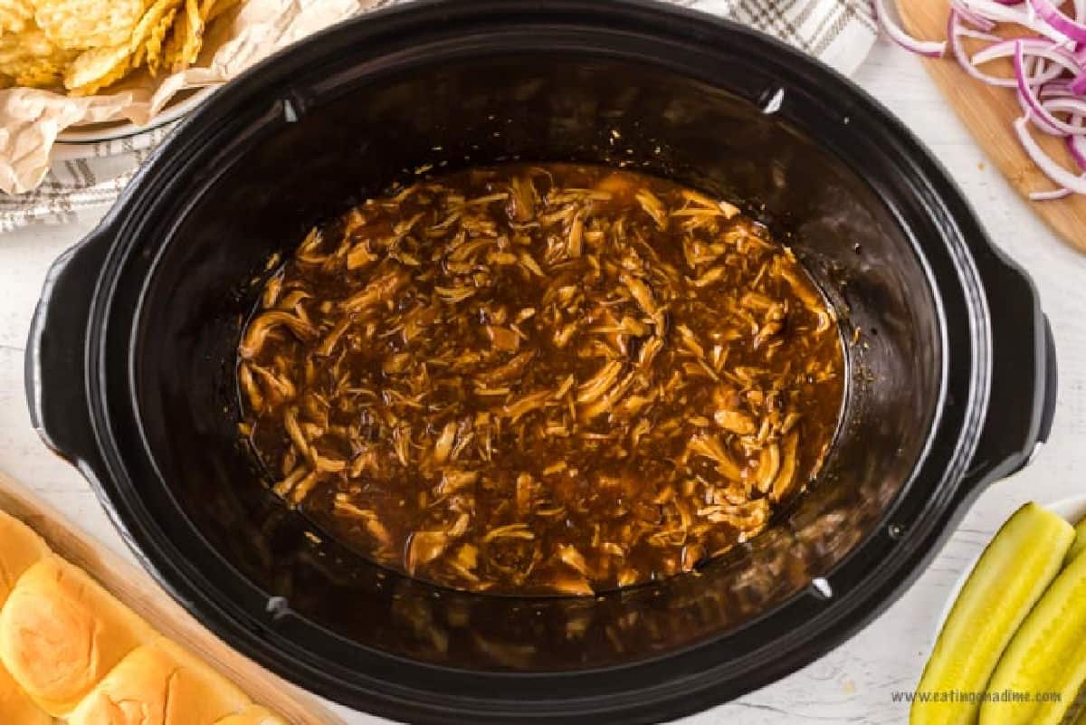 Shredded BBQ Chicken in the slow cooker