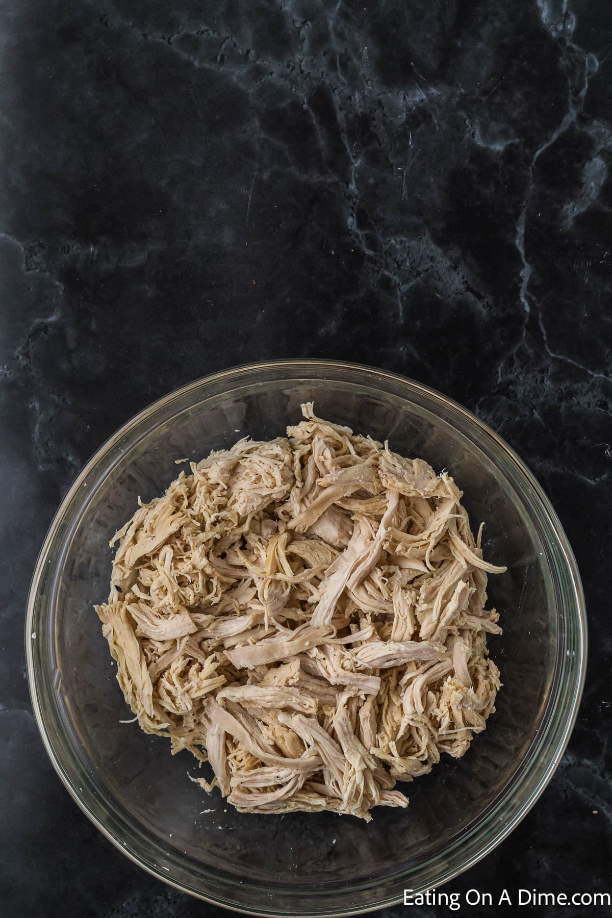 Shredded chicken in a bowl