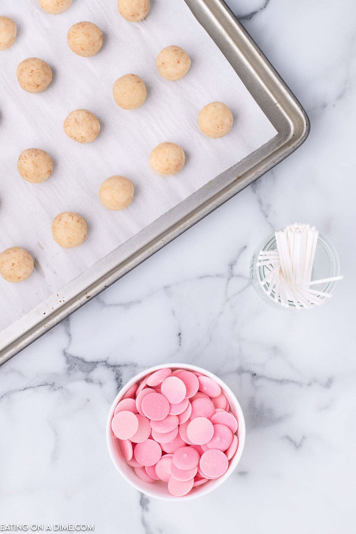 Place pink candy melts in a bowl