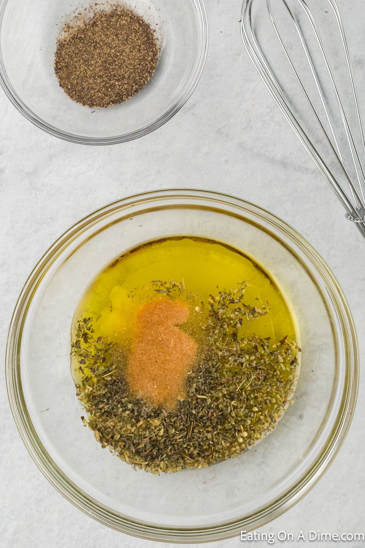 Combining the marinade ingredients in a bowl