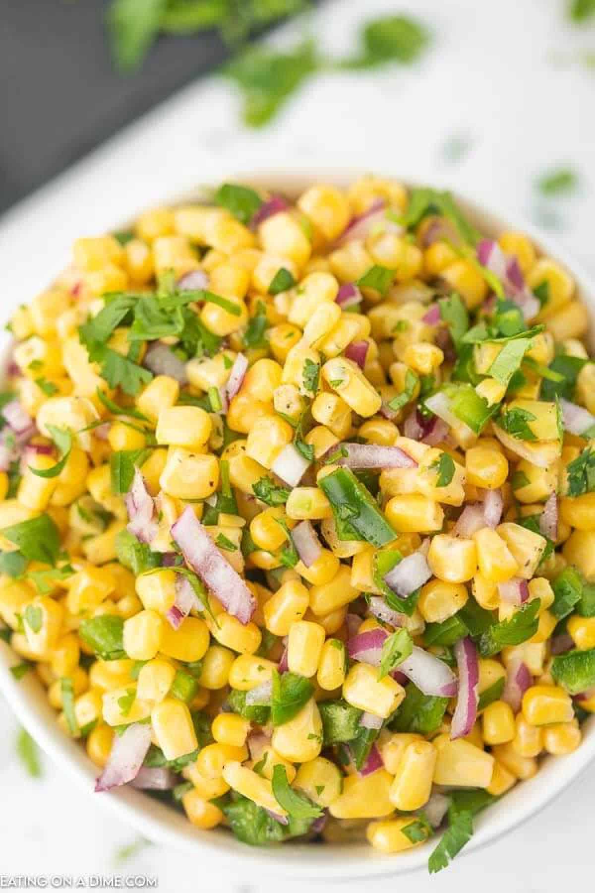 Corn Salsa on a bowl