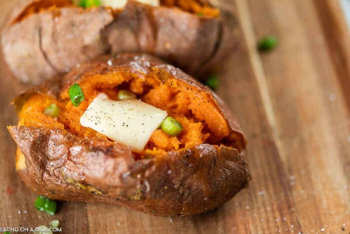 Sweet potatoes topped with butter
