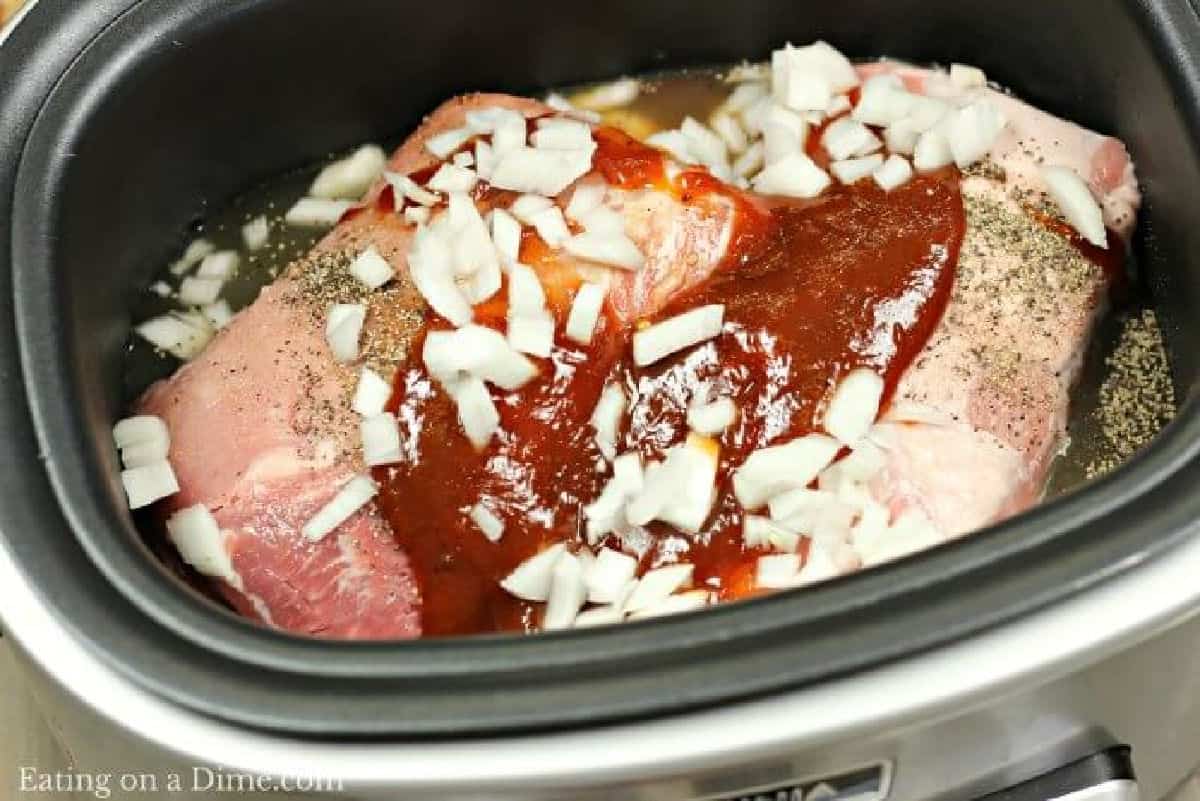 Placing the ingredients in the slow cooker