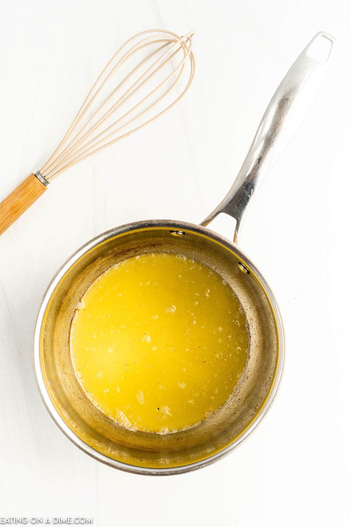Melted butter in a saucepan