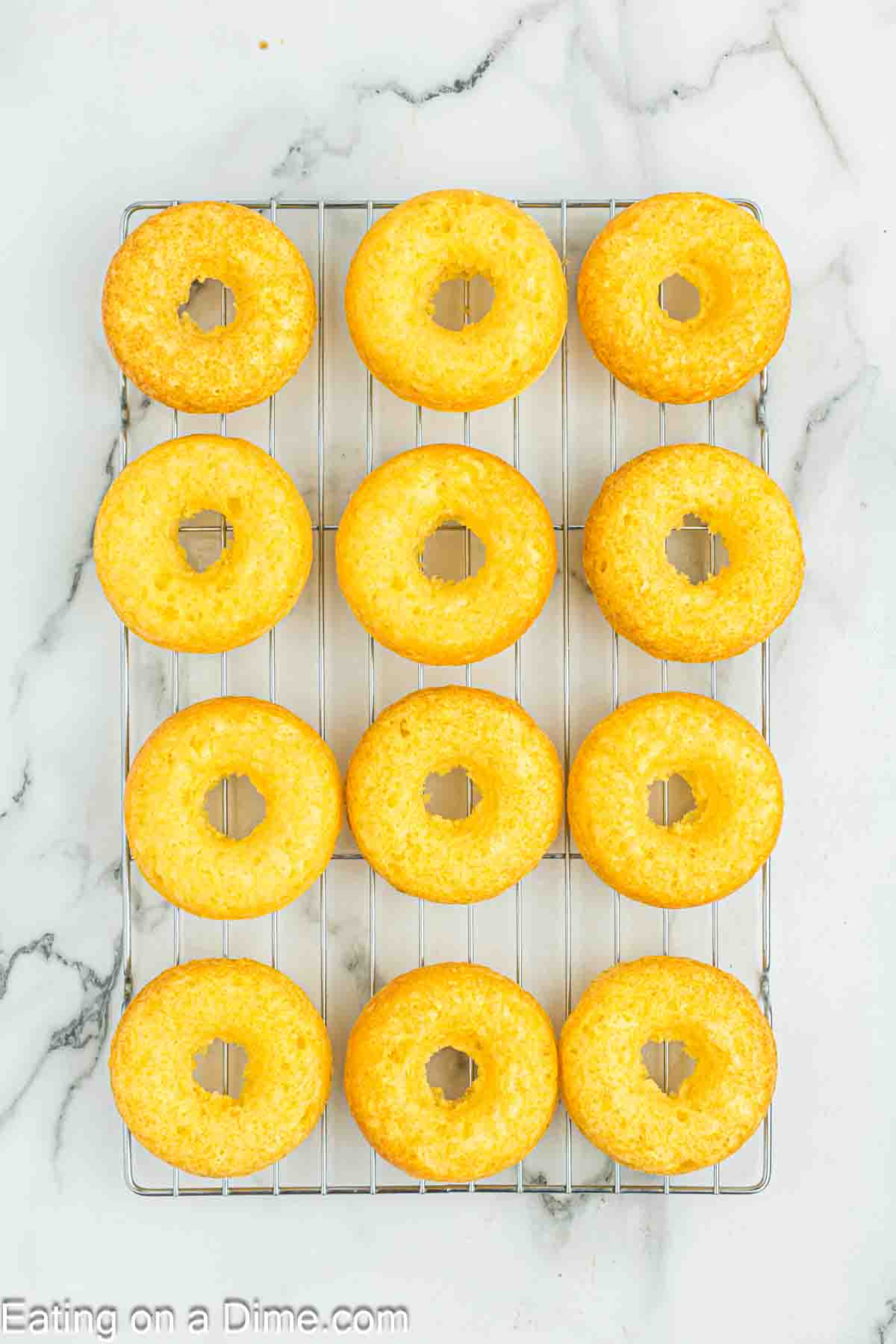 Baked Cake Mix Donuts on cooling rack