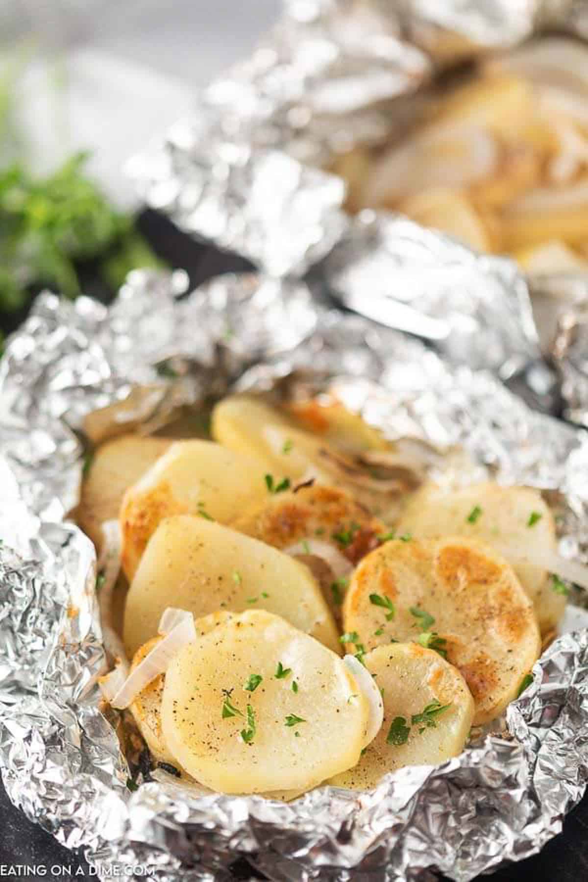 Grilled potatoes in foil