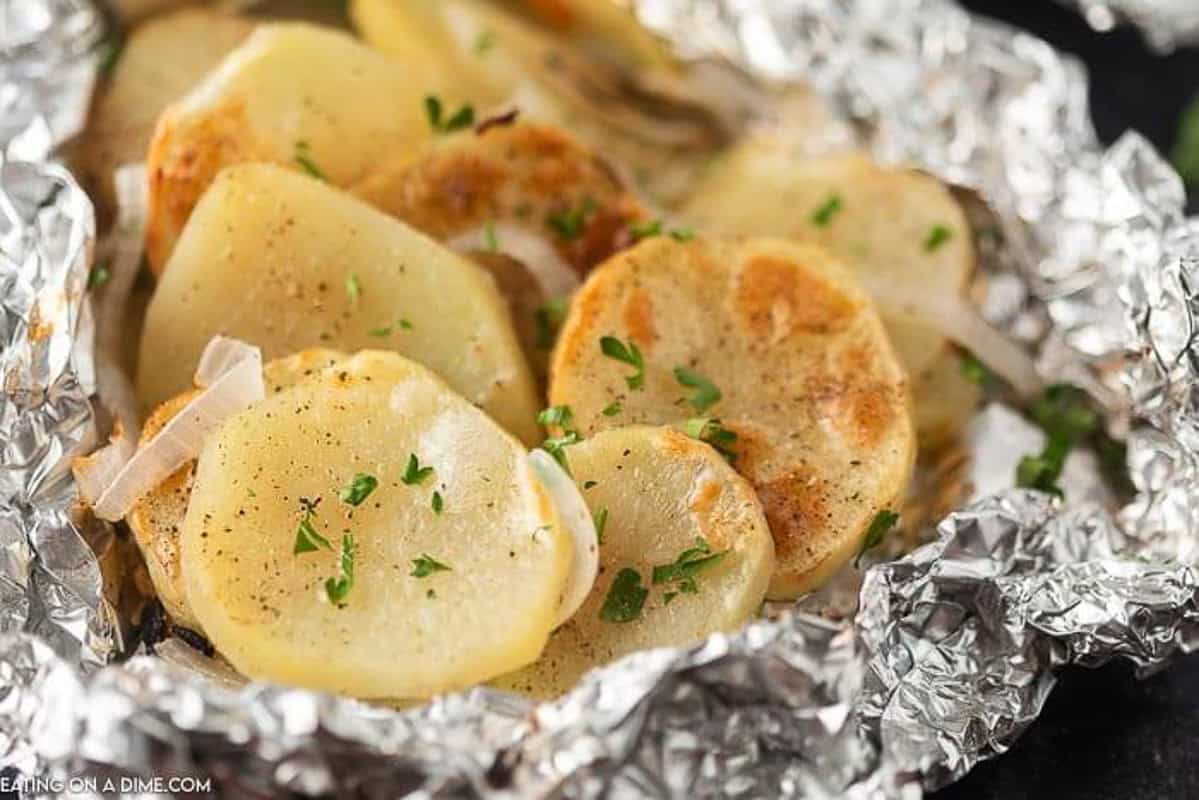 Grilled potatoes in foil