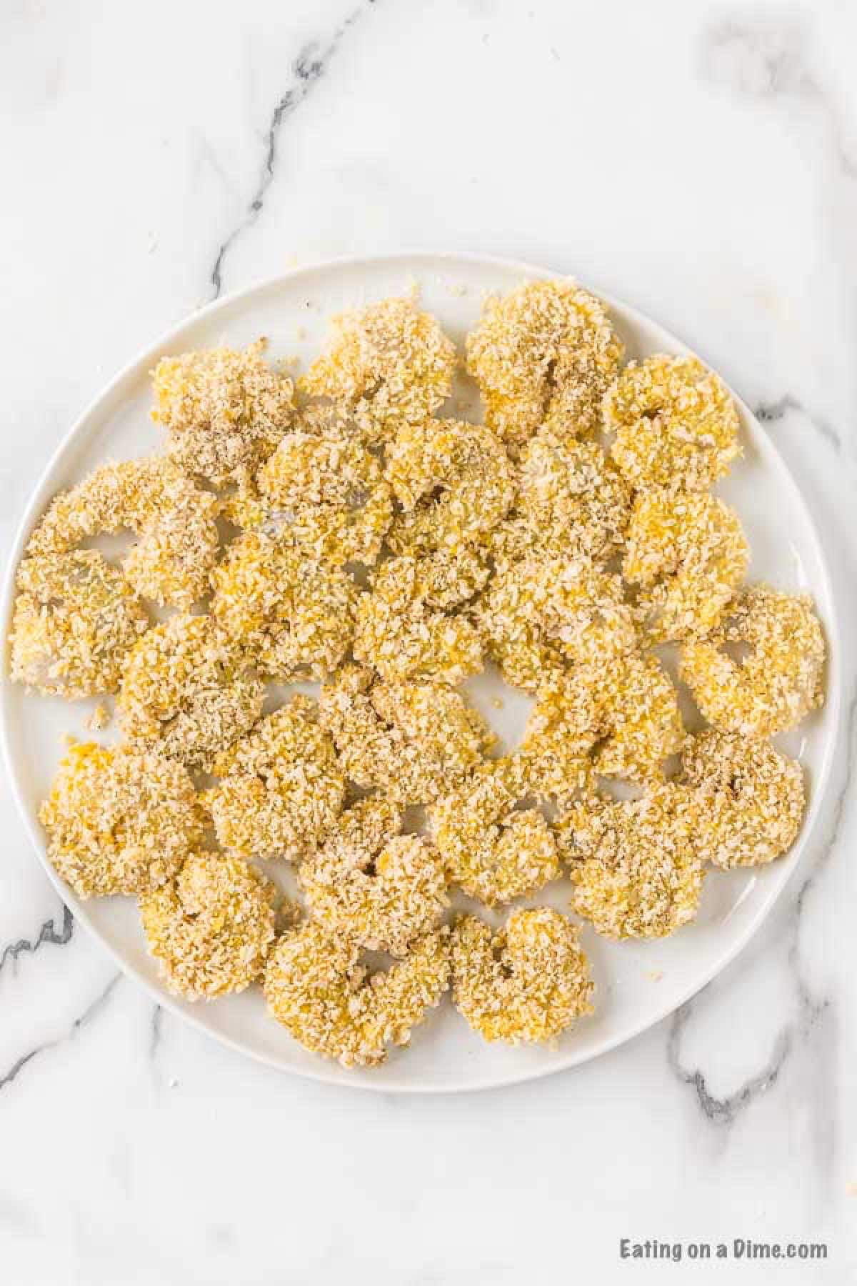 Breaded shrimp on a plate