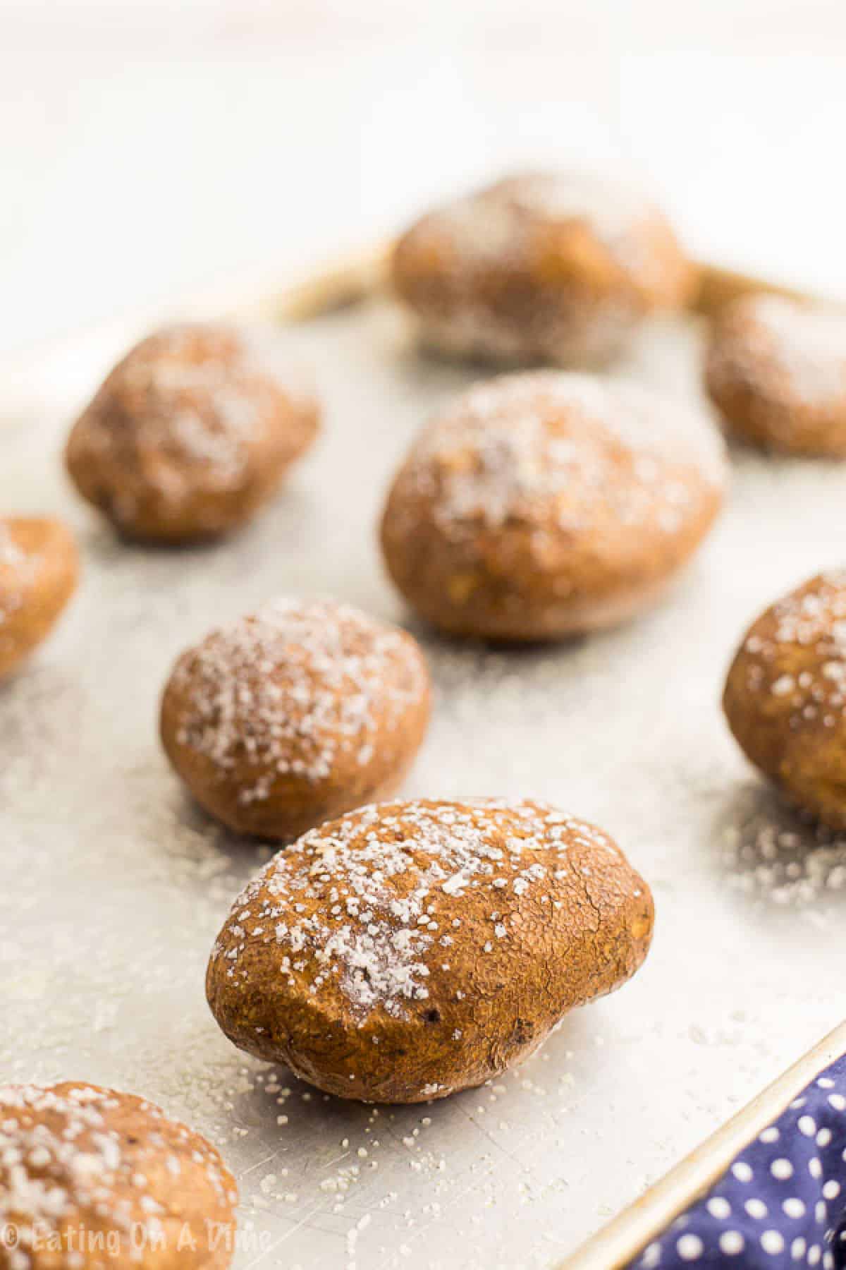 Bake Potatoes on a baking sheet seasoned with kosher salt
