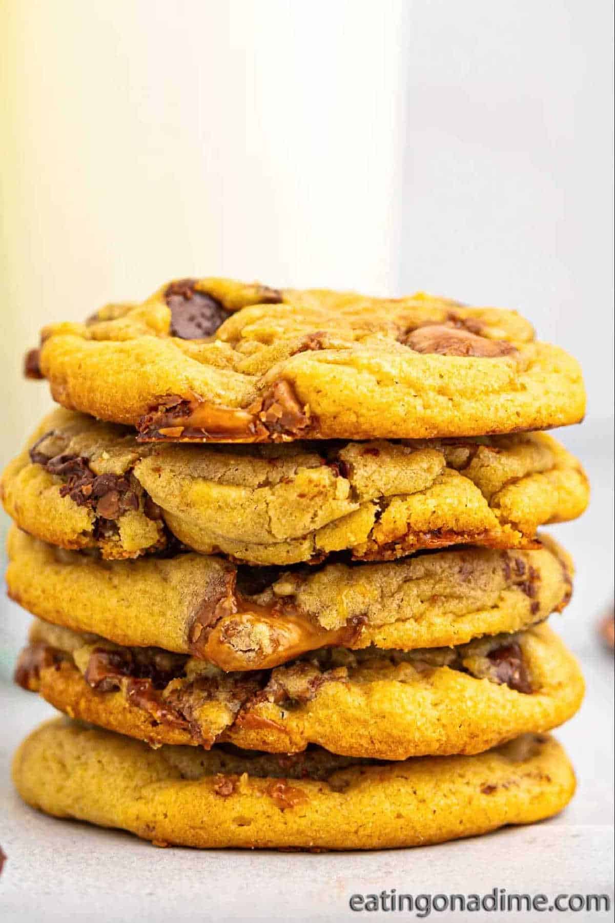 Cookies stacked together.