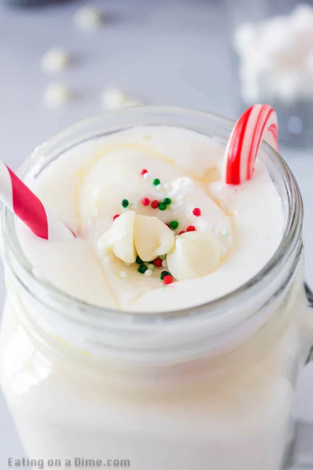 Crock pot white hot chocolate recipe is perfect to serve for a crowd at parties, holidays and more. Keep your hot chocolate warm all night long! Crock pot white hot chocolate recipe is perfect to serve for a crowd at parties, holidays and more. Keep your hot chocolate warm all night long!