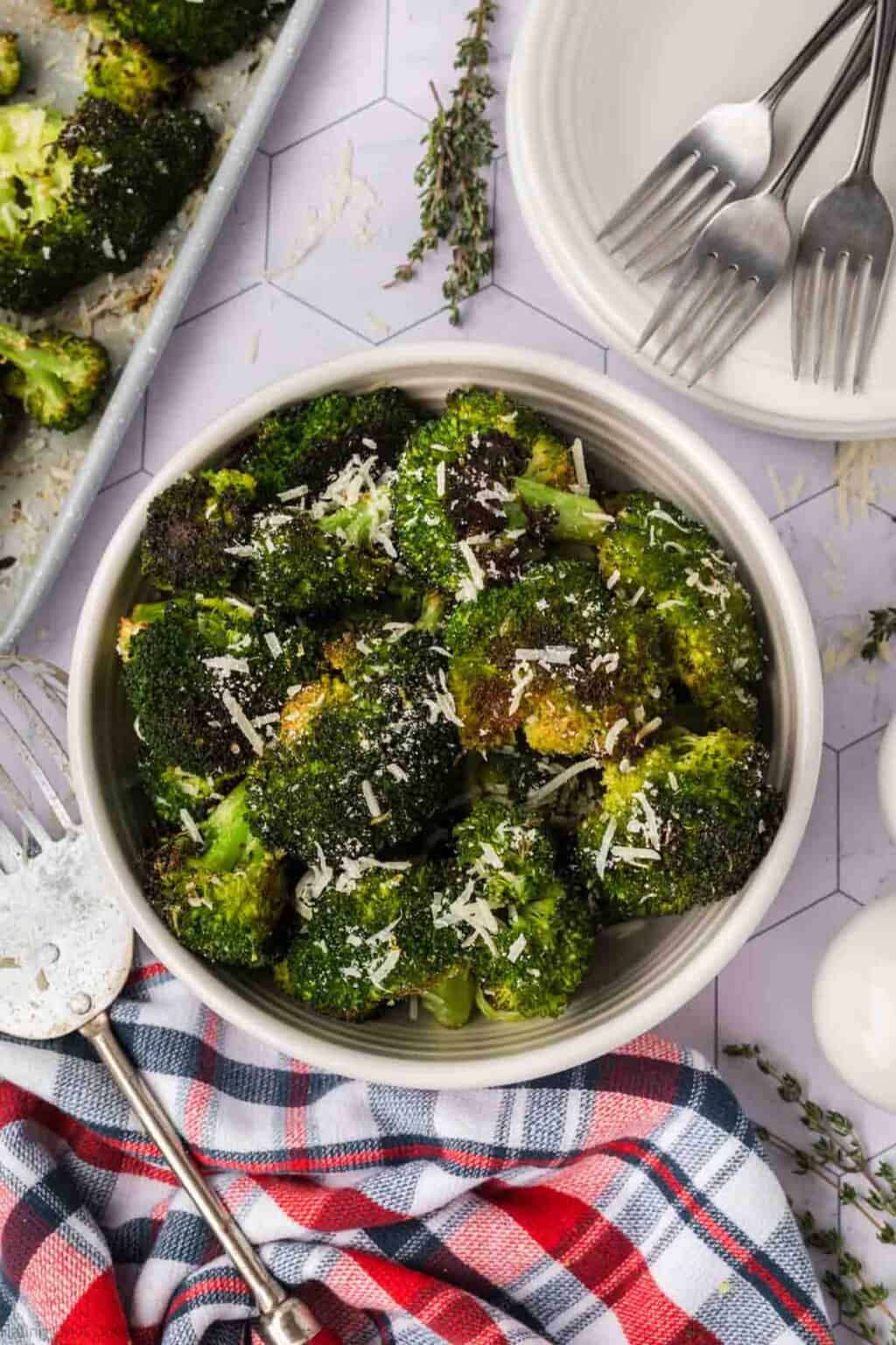 Parmesan Roasted Broccoli - Eating on a Dime