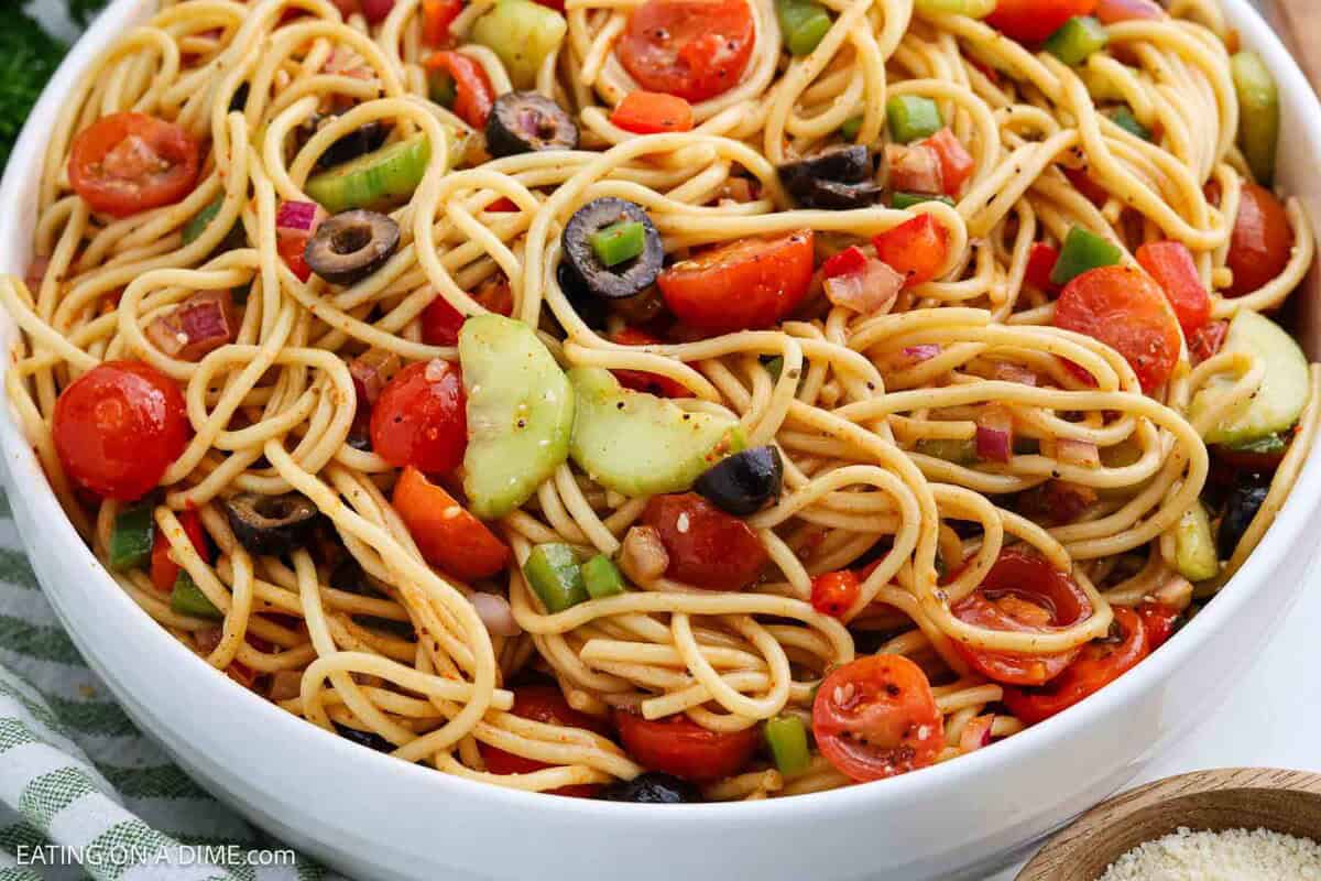 easy pasta salad in a bowl