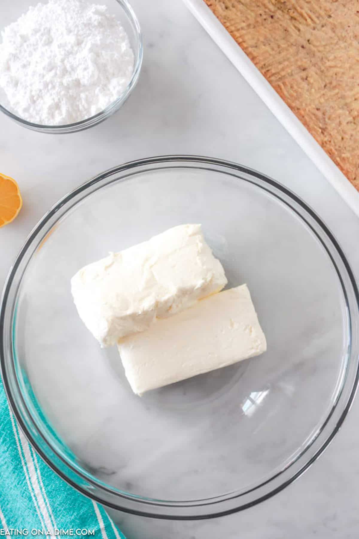 Cream cheese in a bowl