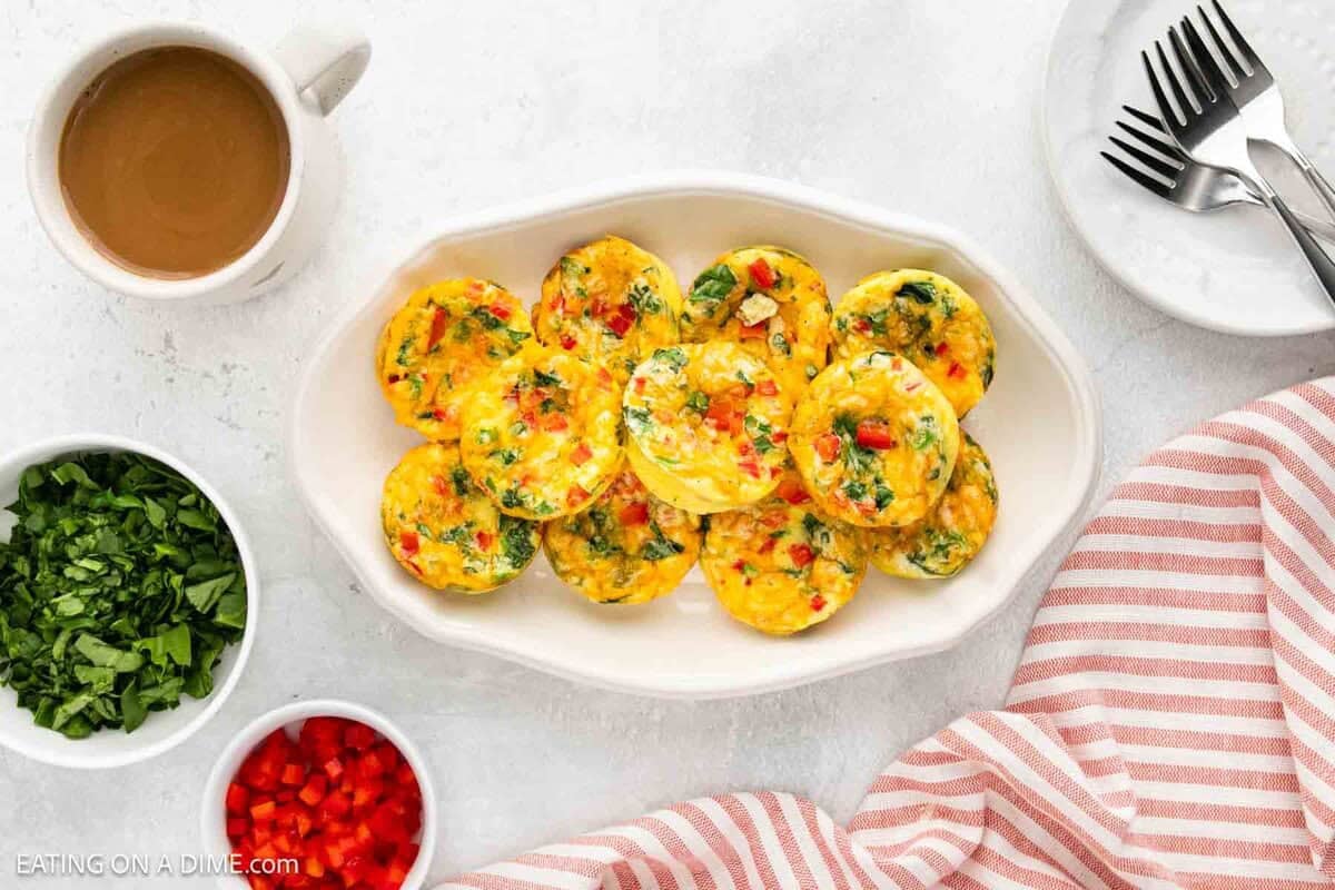 high protein cottage cheese egg bites on a platter