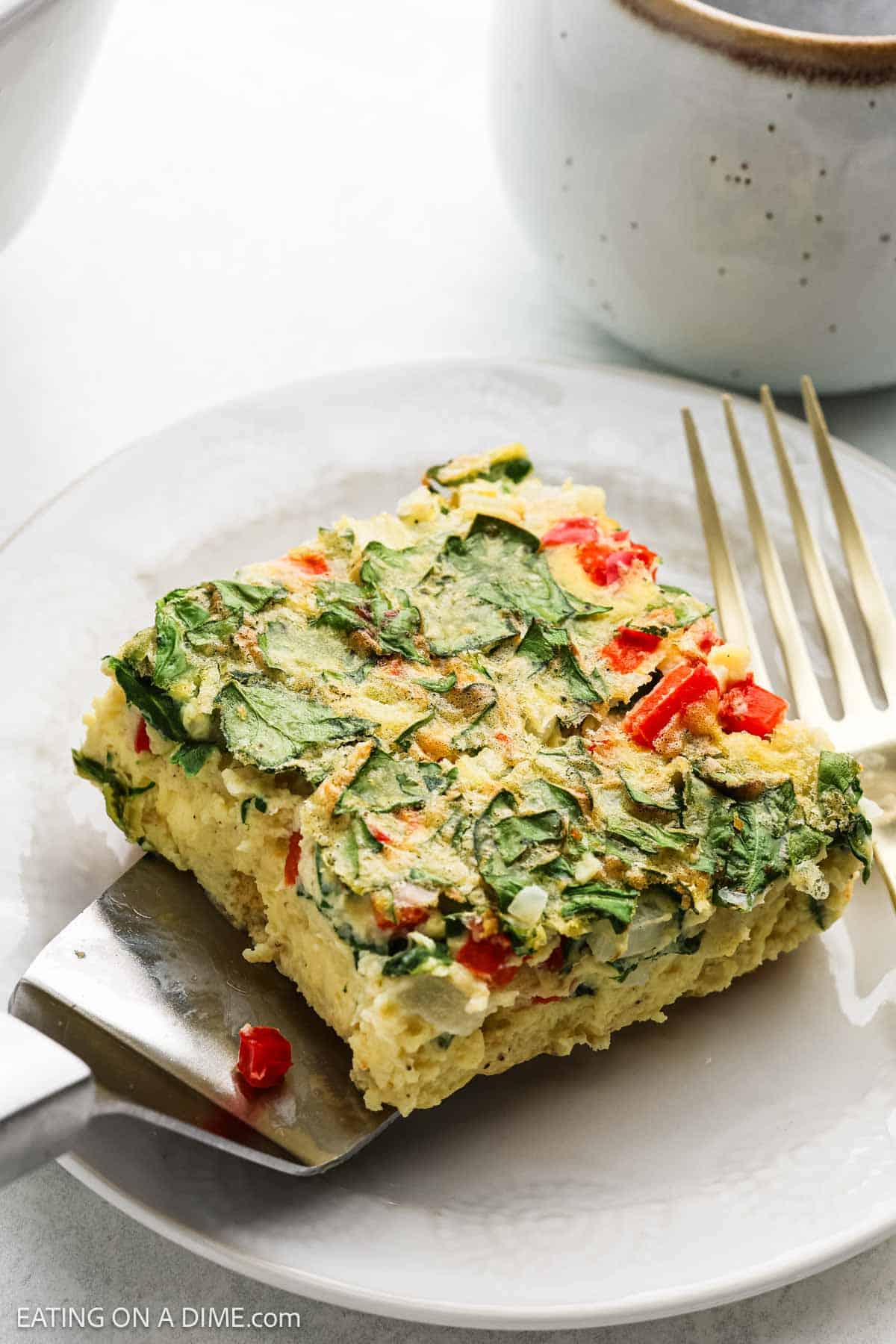 A serving of the Egg Casserole with Cottage Cheese on a plate