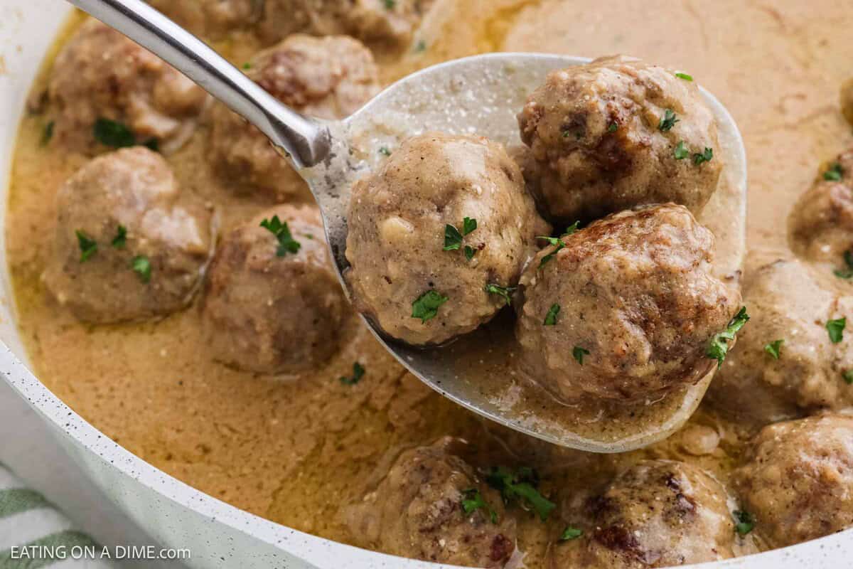 a spoon of swedish meatballs 