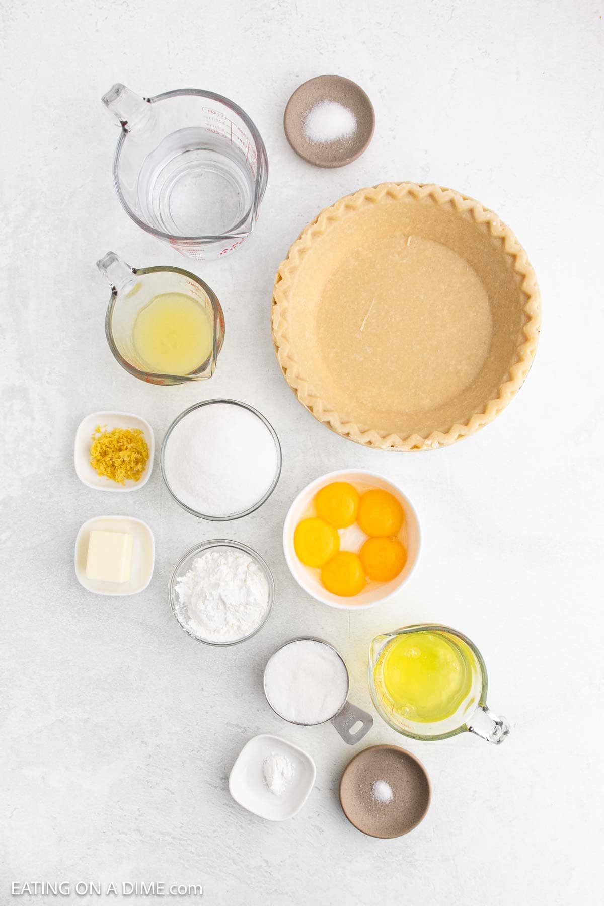 Ingredients - Pie Crust, sugar, lemon, cornstarch, salt, egg, water, butter, cream of tartar