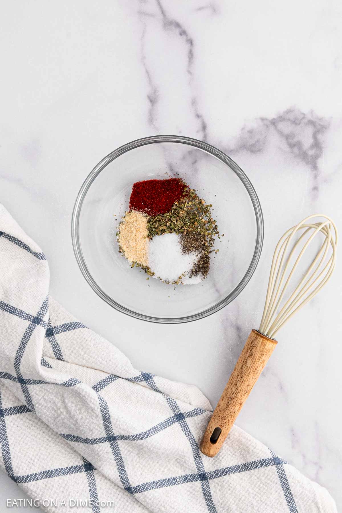 Spices added to a bowl