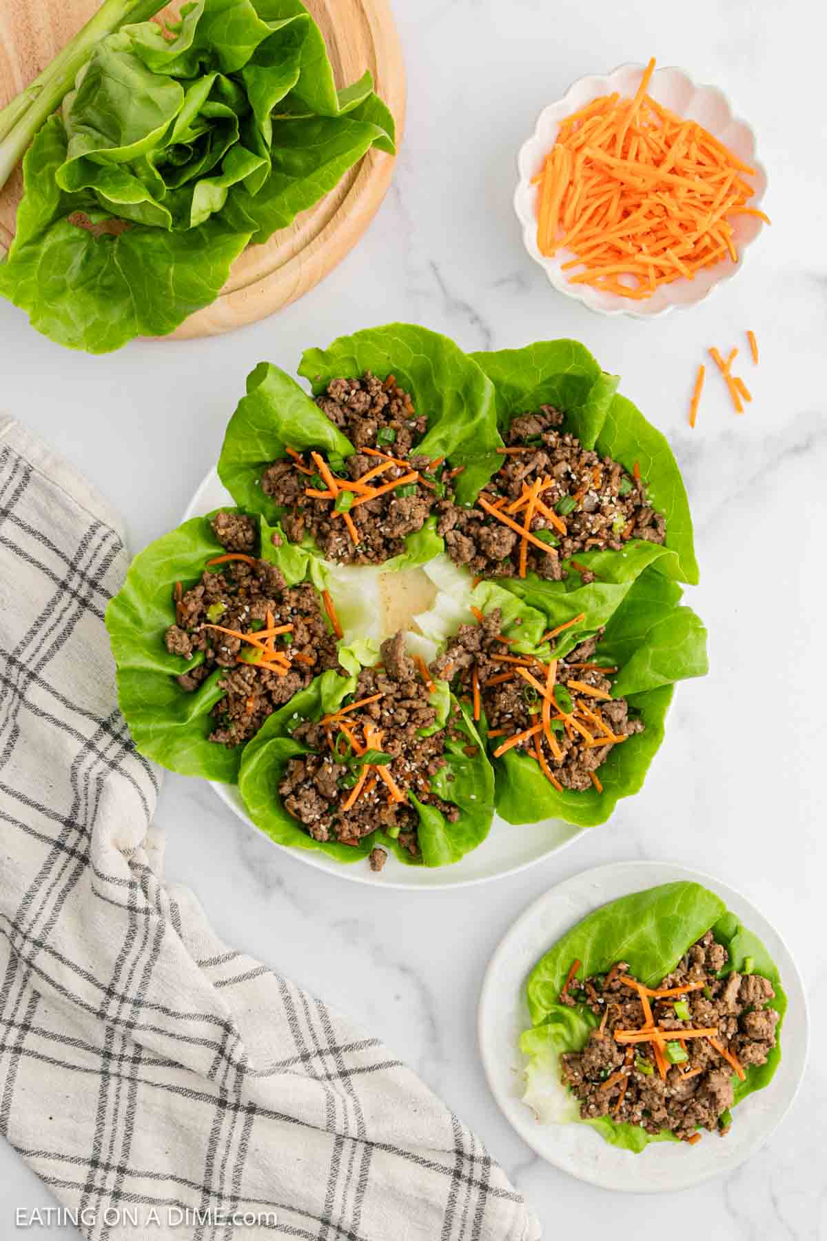 Ground Beef lettuce wraps on a plate