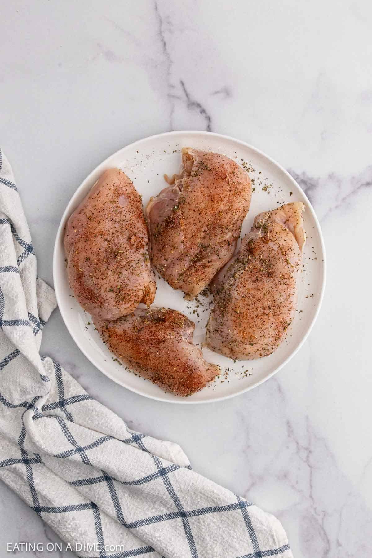 Seasoned Raw Chicken Breast on a plate
