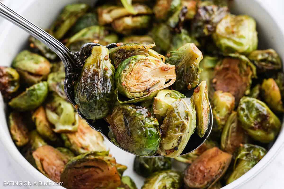 Honey Balsamic Brussel Sprouts in a bowl.