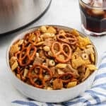 Chex Mix in a bowl.