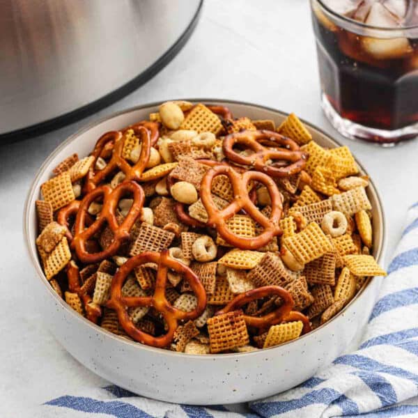 Chex Mix in a bowl.