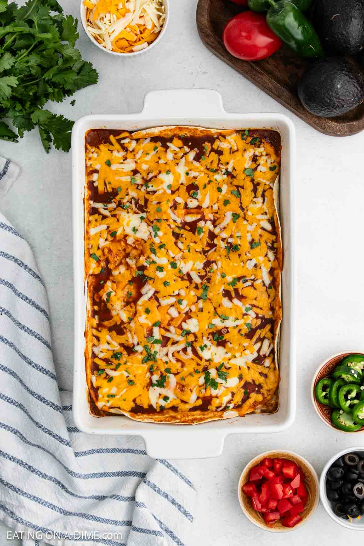 Baked recipe in a baking dish.