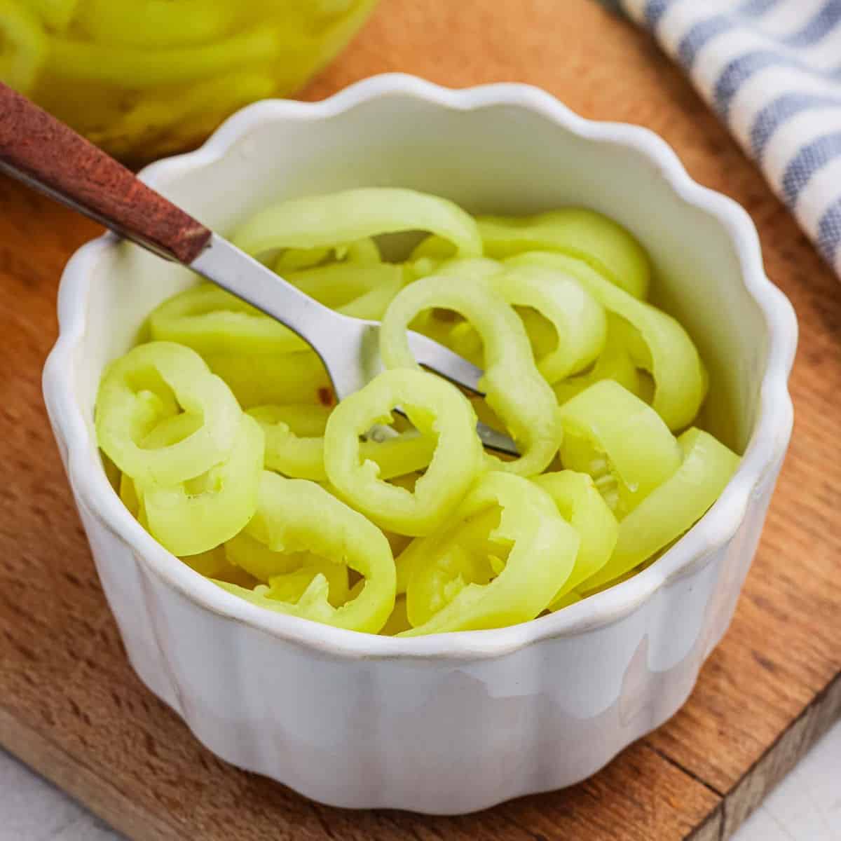 Pickled Banana Peppers in a bowl.