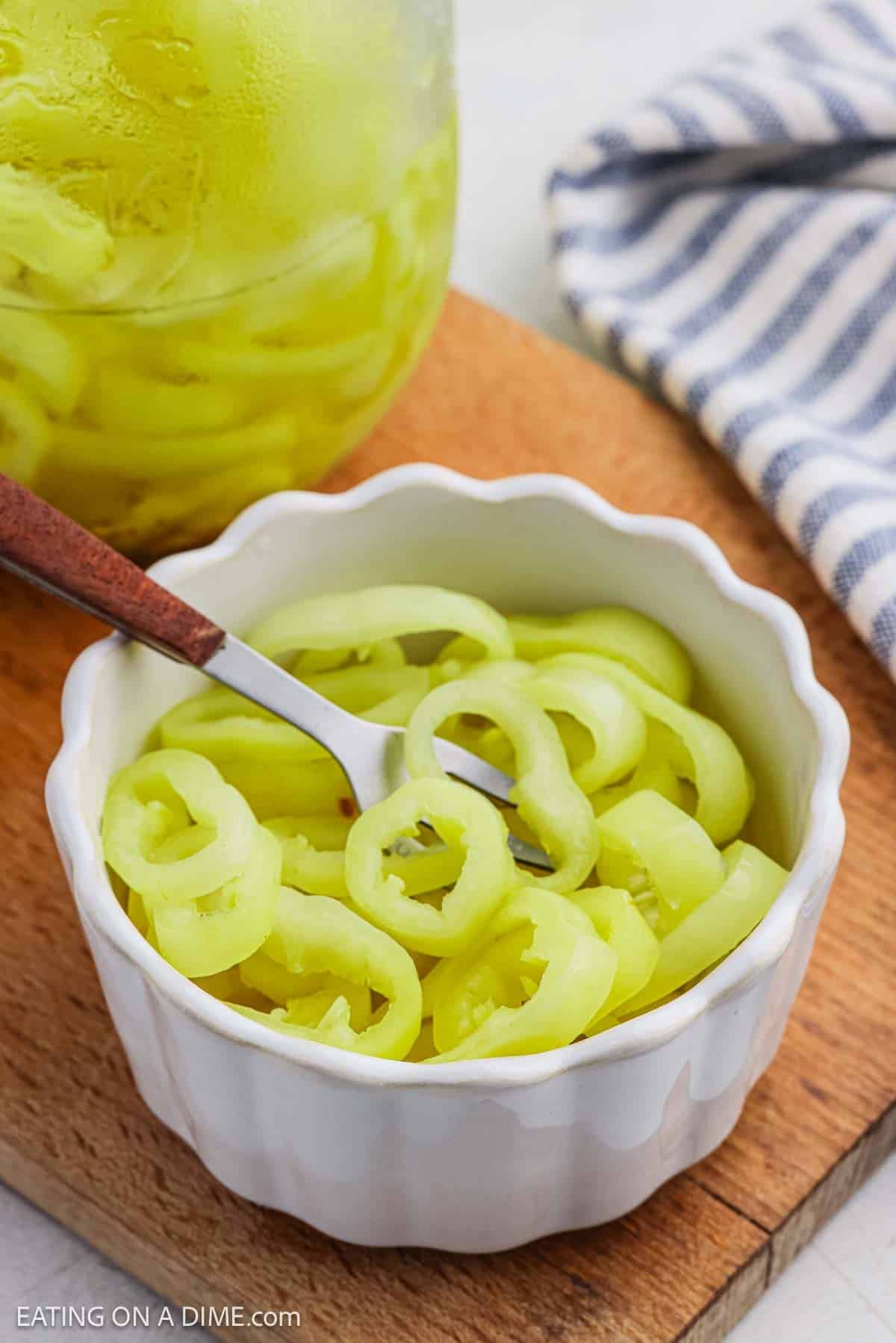 Pickled Banana Peppers in a bowl.
