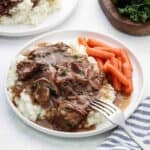 3 ingredient slow cooker pot roast on a plate.