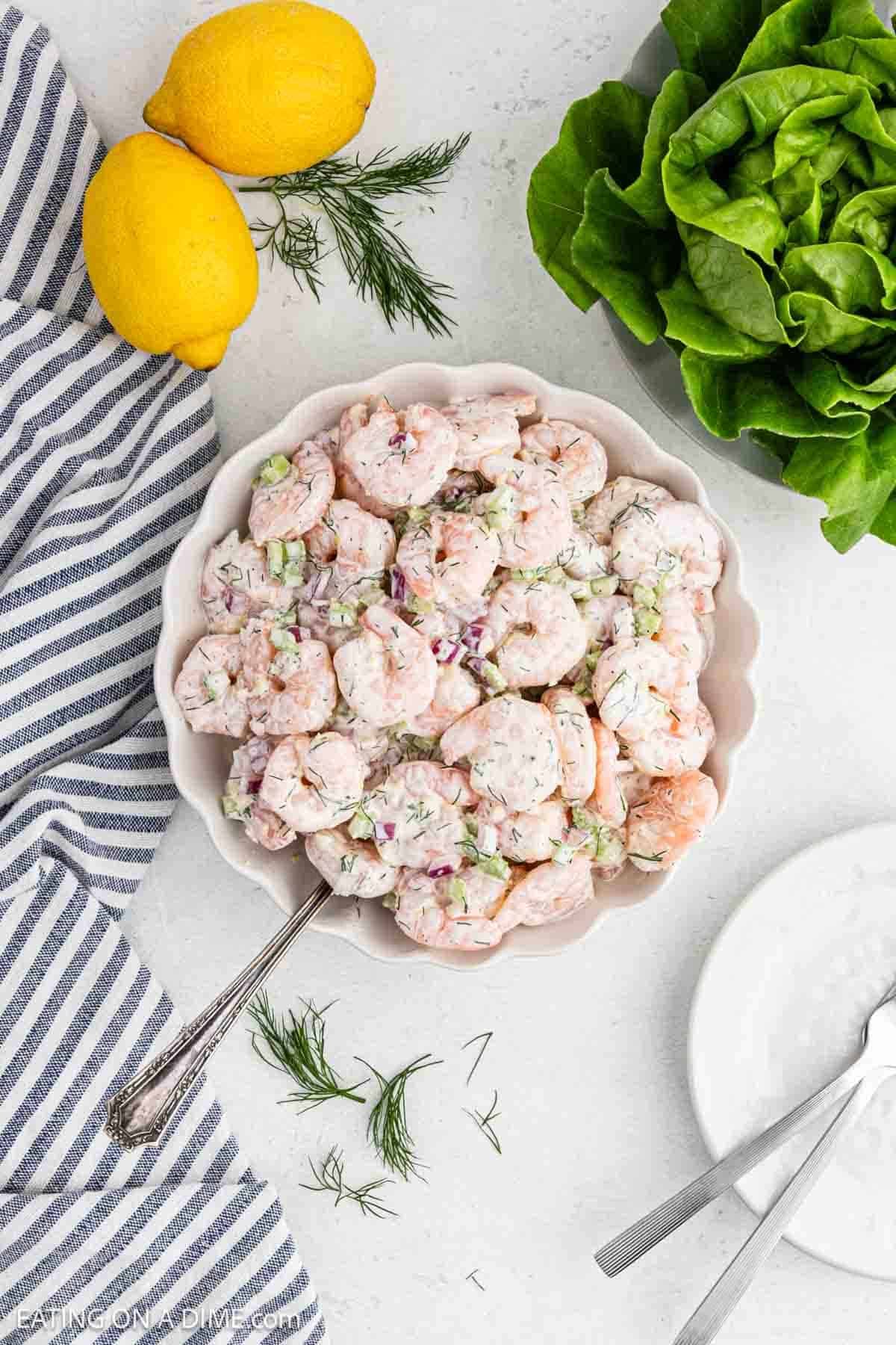 Ready to serve shrimp salad.