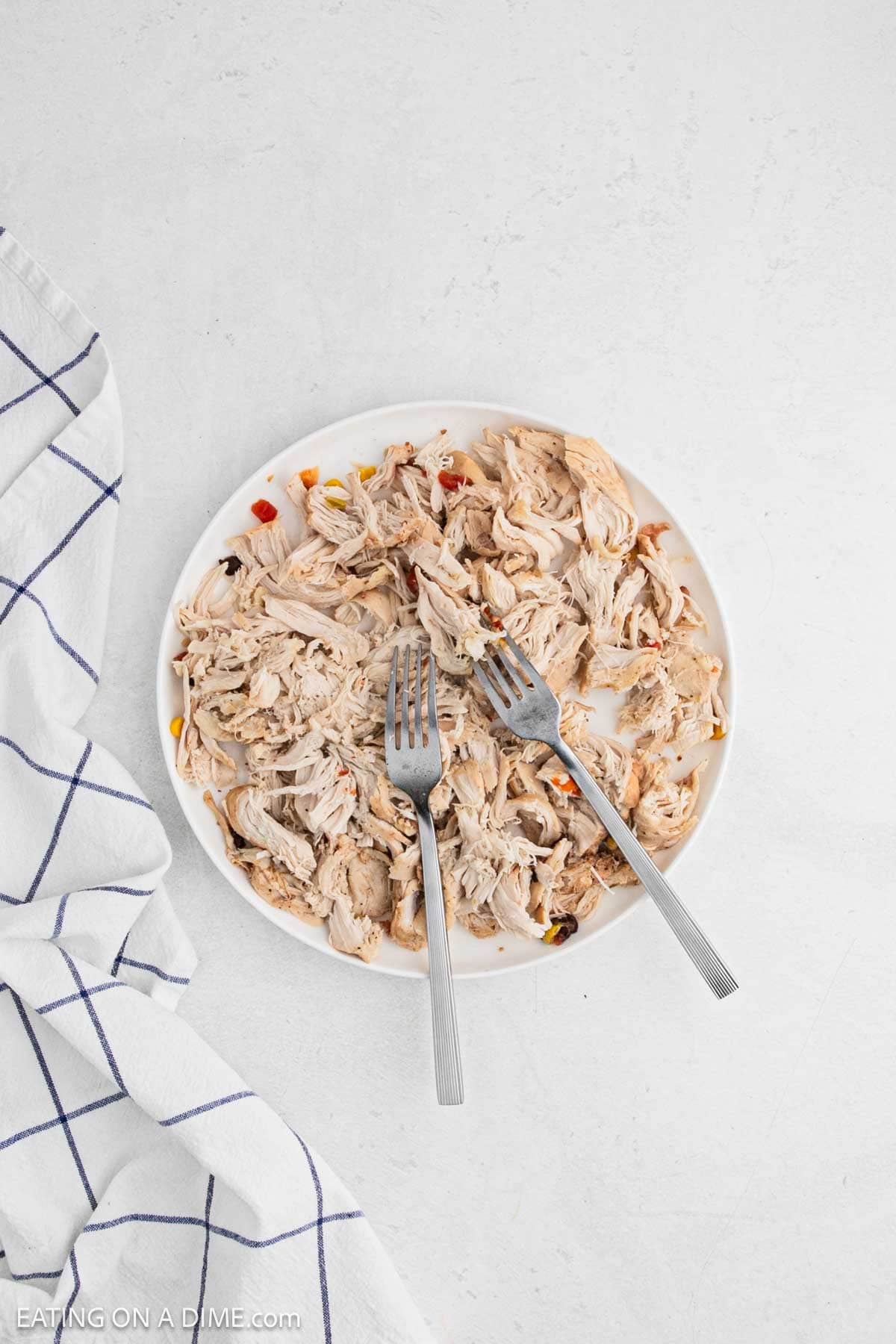 Shredded chicken on a plate.