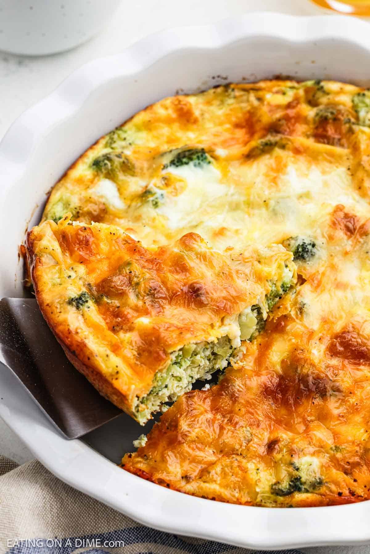 Close up image of baked egg mixture ready to serve.