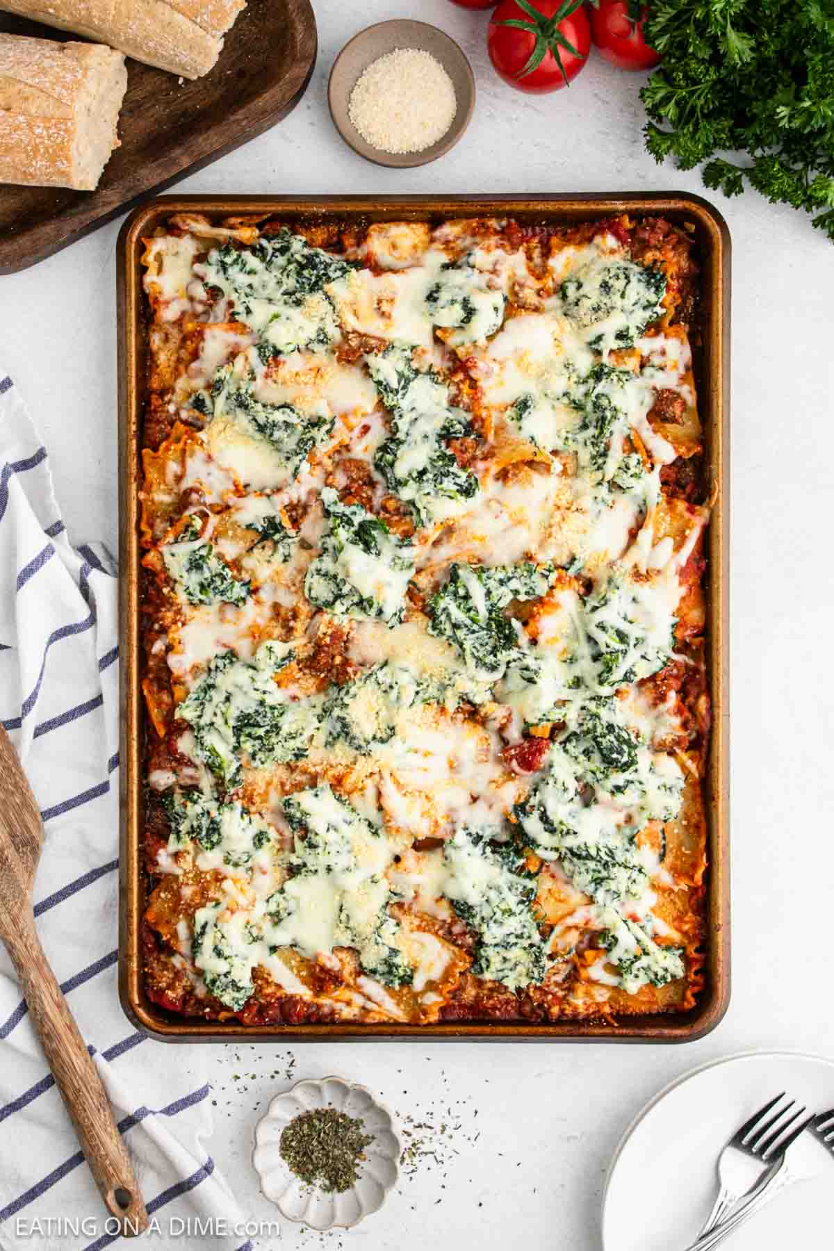 Cooked recipe on a sheet pan.